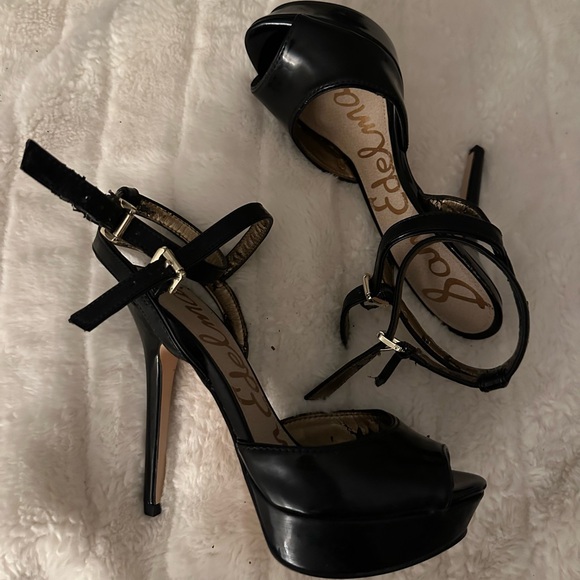 Sam Edelman Black Peep Toe Stiletto Heels🖤🔥✨🖤 - Picture 1 of 8